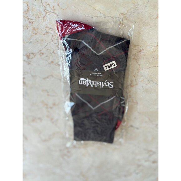 StylishMan Mens 10-13 Silver Geometric Socks  70% Cotton 27% Nylon 3% Lycra  Mac - Picture 2 of 6